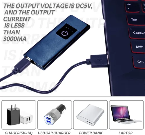 Vista 4 de Encendedor inteligente con sensor de huellas dactilares, sin llama, resistente al viento, encendedor de cigarrillos de doble cara, encendedor Negro