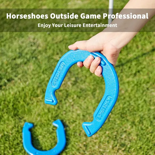 Vista 6 de SpeedArmis Juego de herraduras para exteriores, juego de herraduras de césped de tamaño universal, juegos al aire libre para fiestas, playa, patio
