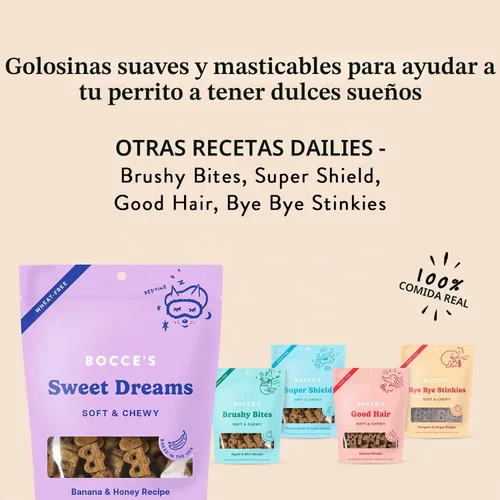 Vista 4 de Bocce's Bakery Sweet Dreams Soft & Chewy Dog Treats, Banana & Honey (6 oz)
