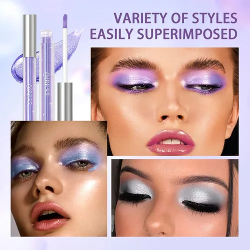 Vista 7 de BestLand Juego de sombras de ojos con purpurina líquida de 12 colores, multidimensional con purpurina metálica brillante, aspecto de ojos ahumado