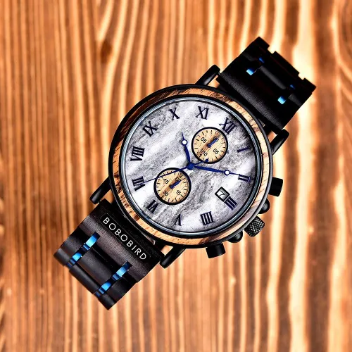 Vista 5 de 2win Relojes de madera grabados, regalos personalizados para hombres, marido, novio, mi hombre, prometido, padrino de boda, cumpleaños, Navidad