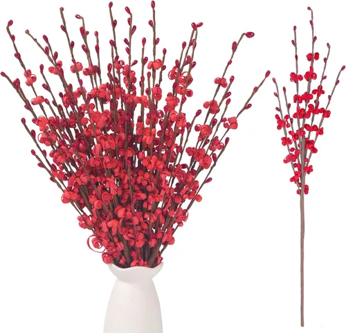 Vista 20 de Wootkey 10 piezas de flores artificiales de jazmín de tallo largo, color naranja quemado, jazmín otoñal, tallos florales de otoño para ramos