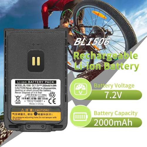 Vista 4 de Batería BL1506 BL2018 [2026 nueva versión 2000mAh] para batería Hytera BD502i BD500 BD502 BD505 BD506 BD50X PH608 BD555 BD552i BD612i