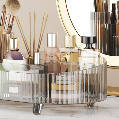 Vista 6 de Organizador de maquillaje giratorio, estuche de exhibición de cosméticos de gran capacidad, fácil de contener todos tus productos de maquillaje, al
