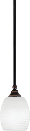 Vista 205 de Toltec Lighting Tallo Colgado Mini colgante, acabado de cobre negro, 3.5" cuadrado humo burbuja vidrio