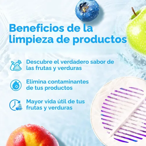 Vista 6 de AquaPure - Lavadora de frutas y verduras, garantía de 1 año, dispositivo limpiador de frutas que limpia productos frescos en agua, limpiador