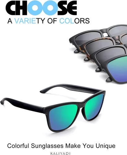 Vista 5 de KALIYADI Gafas de sol unisex polarizadas retro clásicas modernas para hombres y mujeres, gafas de sol para conducir con bloqueo UV, C Negro brillante