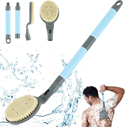 Vista 9 de Depurador de espalda antideslizante para ducha, cepillo de baño desmontable de 21.7 pulgadas para ducha, exfoliante de espalda, exfoliación y salud