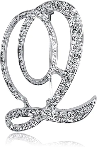 Vista 12 de ETHOON Broche de letras con inicial de diamantes de imitación para mujer, manualidades, plateado A-Z