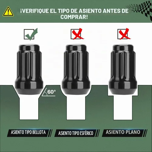 Vista 5 de Tuercas estriadas ATV M12x1.5, 16 tuercas de llanta de 12 x 1.5 pulgadas negras con 1 llave de enchufe, tuercas de bloqueo de extremo cerrado