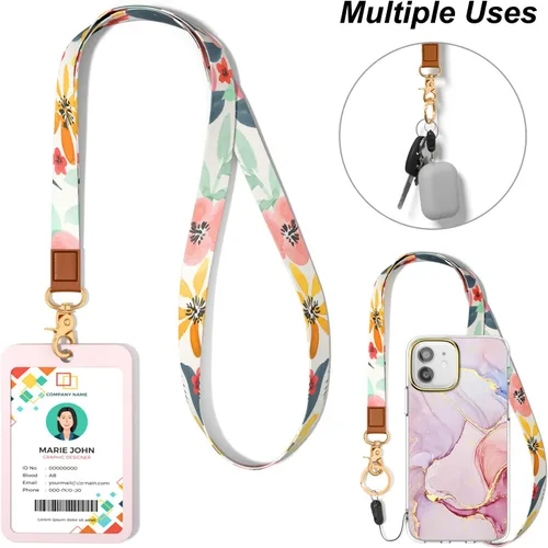 Vista 4 de Llavero con cordón para el cuello, llavero con correa larga para mujeres y hombres, llaves del automóvil, insignias de identificación, tarjeta