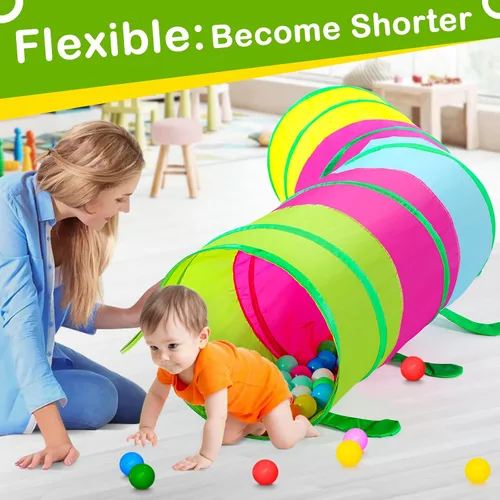 Vista 6 de Moncoland Tienda de campaña de túnel de juego para niños pequeños, colorido juguete desplegable para bebés, niños o perros y gatos con malla