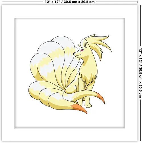 Vista 7 de Trends International Gallery Pops Pokemon - Póster de pared de Ninetales, 12 x 12 pulgadas, versión enmarcada en blanco