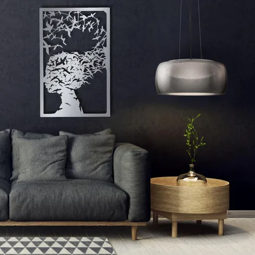 Vista 7 de Arte de pared de metal - Mujer y pájaros, arte de pared de pájaro de metal, decoración de pared de pájaro de metal, decoración de metal de pájaros