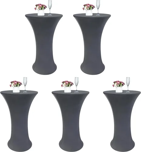 Vista 20 de Mantel de Mesa de Cóctel de Spandex Negro de 24x43 Pulgadas Ajustado Mesa de Bar Redonda Elástico Cubiertas de Mesa de Cóctel Highboy para Banquete