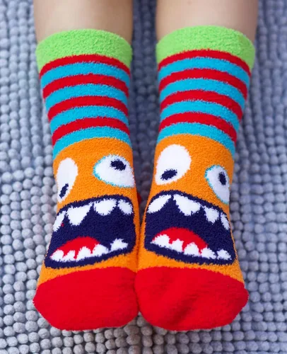 Vista 5 de Jefferies Socks Paquete de 2 calcetines antideslizantes Monster Fuzzy para niño