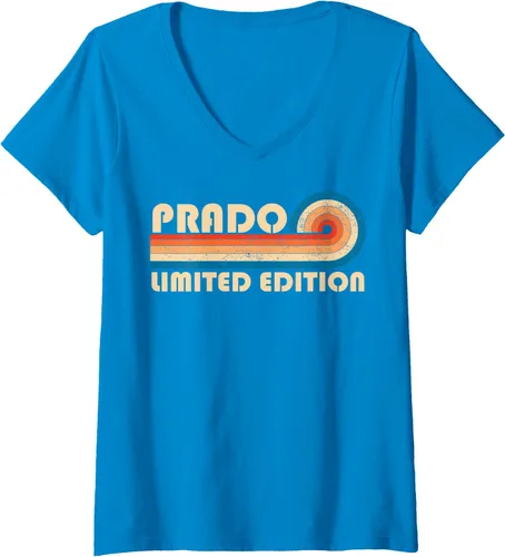 Vista 7 de Womens PRADO Surname Retro Vintage 80s 90s Birthday Reunion V-Neck T-Shirt