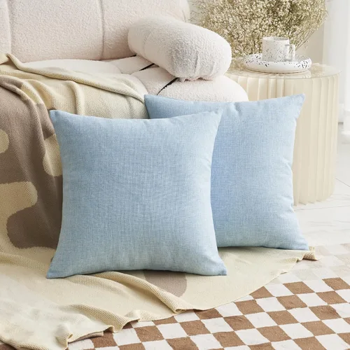 Vista 32 de Fundas de almohada decorativas Demetex grises 18x18, fundas de almohada cuadradas de lino para sofá, fundas de almohada estilo granja para cama