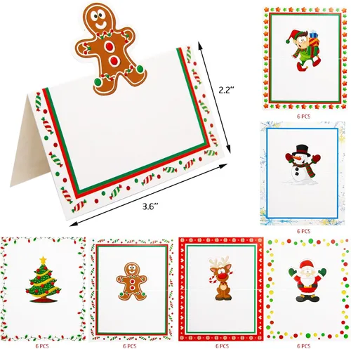 Vista 3 de Tarjetas de lugar de Navidad de Fancy Land para decoración de mesa navideña, 36 piezas de tarjetas de nombre de mesa
