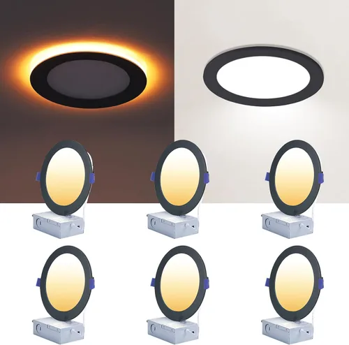 Vista 22 de CycevSun Luces LED Empotradas de 4 Pulgadas con Luz Nocturna - Downlight Wafer Ultrafino Sin Lata para Exteriores, Iluminación de Sofito, Regulable