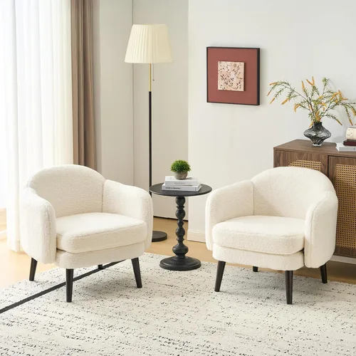 Vista 9 de VINGLI Sillón de Acento Moderno Tipo Barril de 30.3" de Ancho con Reposabrazos Track, Patas de Madera Sólida, Cómoda Silla Club Tapizada, Sofá