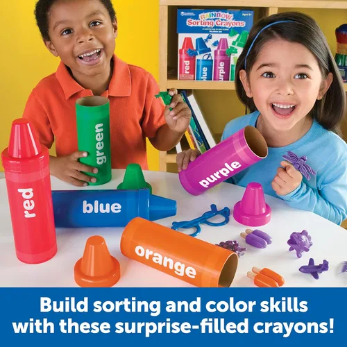 Vista 8 de Learning Resources Crayones de clasificación arcoíris - Regalos para niños pequeños, accesorios para niños pequeños, juguetes de apilar jumbo