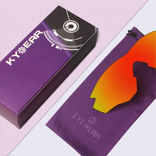 Vista 7 de Kygear Lentes de repuesto polarizadas compatibles con el marco Oakley M2 para hombres y mujeres, Armadura negra y verde menta y rojo fuego