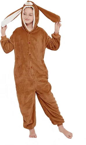 Vista 2 de ABENCA Pijama de conejo de Pascua para niñas, disfraz de animal de una pieza para Halloween, Navidad, cosplay