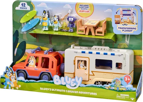 Vista 6 de Bluey - Ultimate Caravan Adventures - Juego de caravana y tres figuras de 2.5-3 pulgadas y vehículo familiar de tracción en las cuatro ruedas con 2