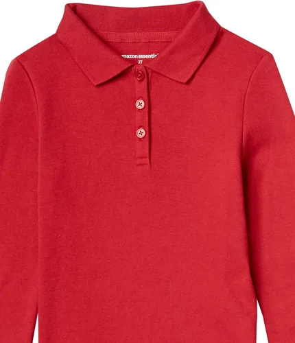 Vista 2 de Tienda Essentials Polera polo entrelazada de manga larga para niñas y niños pequeños, paquete múltiple