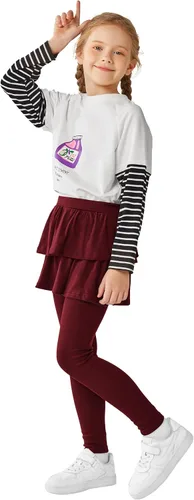 Vista 6 de Resinta Leggings para niñas con falda con volantes, pantalones de tutú cálidos, mallas sin pies, falda preciosa para niñas