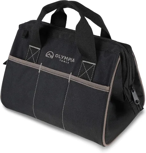 Vista 9 de Olympia Tools Bolsa de herramientas de 7 bolsillos con clip para cinturón, negro y rojo