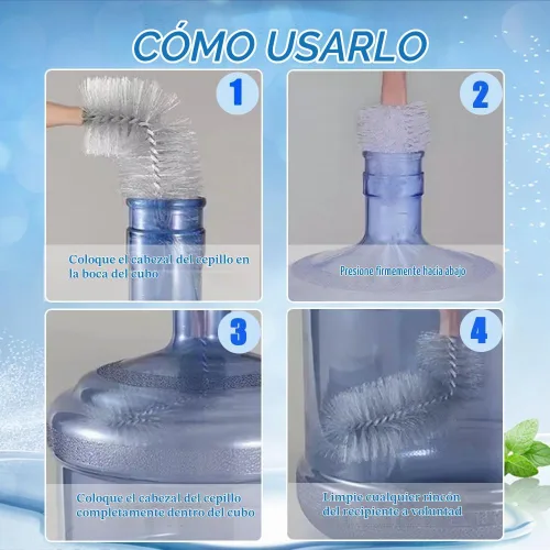 Vista 5 de Cepillo para botellas, paquete de 3 cepillos de cubo de mango largo con 1 cepillo para botellas más pequeño y 2 tapas para jarra de agua, cerdas