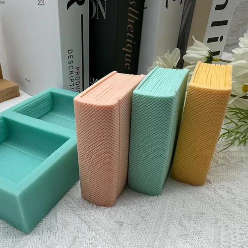 Vista 4 de Molde de jabón de silicona de dos libros, moldes de cera de vela hechos a mano, molde de silicona para pastel de mousse de chocolate, gelatina