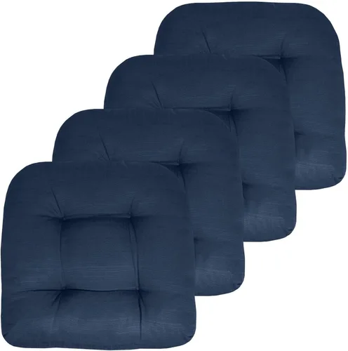 Vista 50 de Sweet Home Collection - Cojines para silla de patio y exterior, almohadillas prémium con relleno grueso y cómodo de fibra, mechones, 19 x 19 Negro