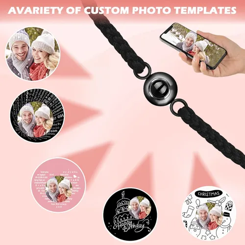 Vista 3 de Pulseras personalizadas con imagen en el interior, pulseras de proyección con fotos, pulsera con imagen, regalos conmemorativos personalizados