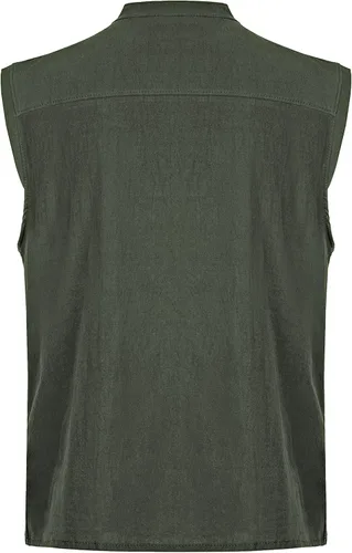 Vista 3 de yolsun Camisa medieval para hombre con 2 brazaletes de cuero medievales para adultos, disfraz vikingo, chaleco gótico pirata