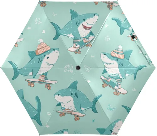 Vista 28 de Sombrilla de viaje plegable compacta con protección UV para 99% de protección UV, resistente al viento, a prueba de lluvia, pequeña sombrilla