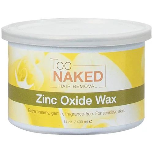 Vista 2 de Too Naked Hair Removal Cera de óxido de zinc para pieles sensibles, extra cremosa, cera de salón no transparente, sin fragancia, 14 onzas.