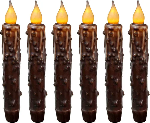 Vista 21 de CVHOMEDECO. Velas de cera real sumergidas a mano, funciona con pilas, temporizador, velas cónicas sin llama primitivas del país, 6-3/4 pulgadas