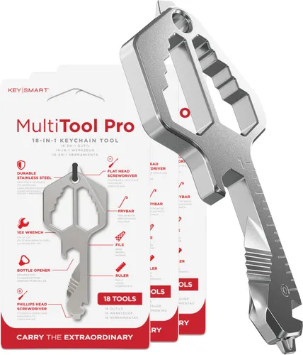 Vista 8 de KeySmart MultiTool - Herramienta multiusos 5 en 1 para llavero con abridor de cajas, regla, barra de palanca, destornillador Phillips y cabeza