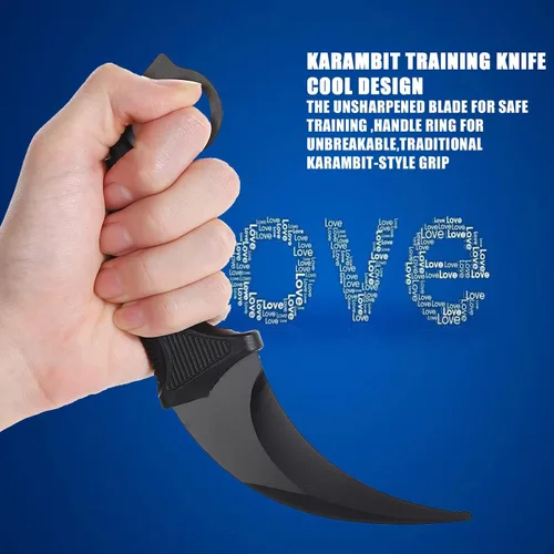 Vista 3 de TOPOINT - Paquete de 2 cuchillos Karambit sin filo de corte sin filo con funda para principiantes (negro y rojo)