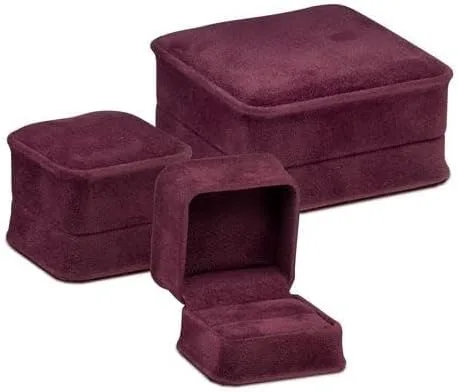 Vista 7 de Allure - Caja de pulsera de gamuza color burdeos, elegante estuche de pulsera de diamantes, con interior de terciopelo burdeos, caja de regalo