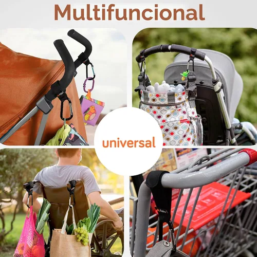 Vista 6 de Baby Uma Stroller Hooks for Bags - Non-Slip, One-Hand Use