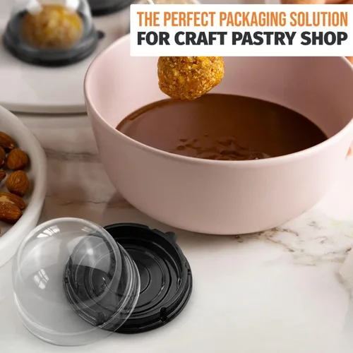 Vista 8 de Paquete de 50 cajas de golosinas para cupcakes para postres – 2.8 x 2.8 pulgadas de plástico de grado alimenticio Mini cajas para cupcakes