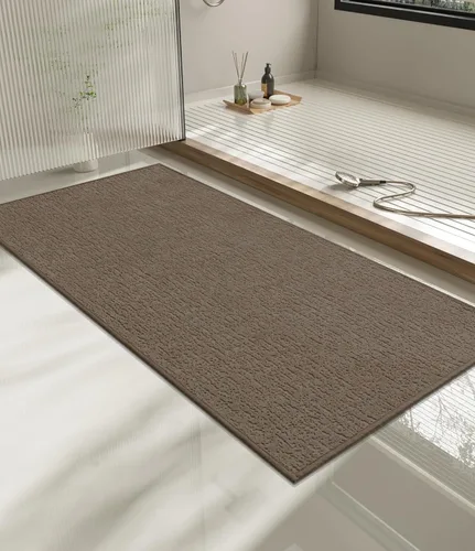 Vista 102 de Chakme Juego de 2 alfombras de baño ultrafinas, absorbentes, antideslizantes, lavables a máquina, color negro, 17 x 24 pulgadas / 17 x 30 pulgadas