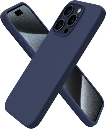 Vista 13 de ORNARTO Funda compatible con iPhone 15 Pro de 6.1 pulgadas, silicona líquida de 3 capas cubierta completa de goma de gel suave, funda protectora