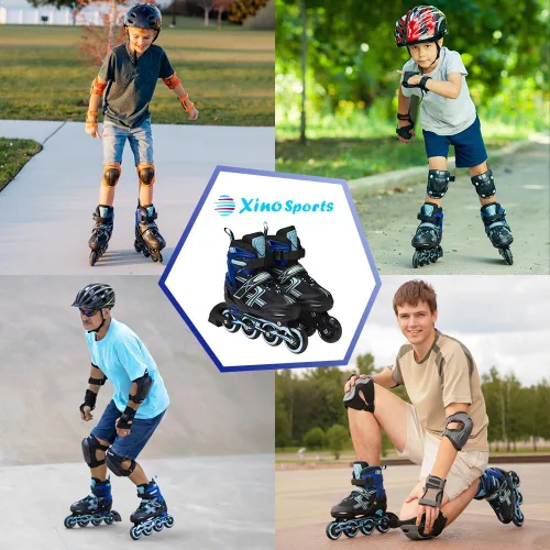 Vista 6 de Xino Sports Patines en línea para niños y niñas – Patines ajustables con ruedas iluminadas LED – Patines juveniles para interiores y exteriores