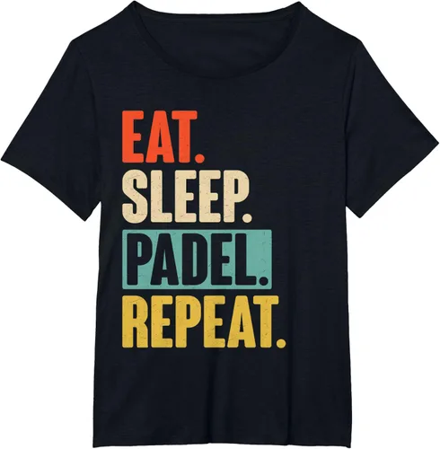Vista 32 de Eat Sleep Padel Repeat - Camiseta de pádel retro vintage, Negro