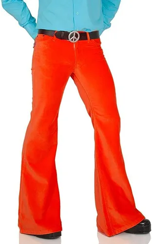 Vista 6 de Pantalones de mezclilla para hombre, estilo vintage, relajados, de los años 60 y 70, con borlas, ajuste elástico, clásico, acampanados, pierna